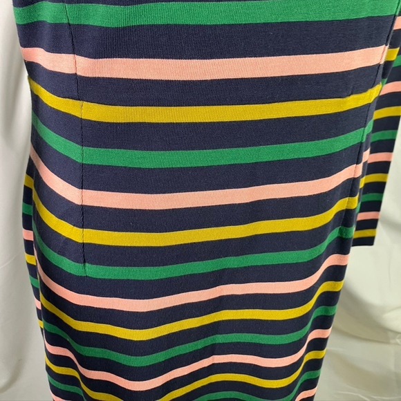 J. Crew Striped Knit Midi Dress Long Sleeve Pink Green Yellow Navy Size 2 New - Picture 8 of 16